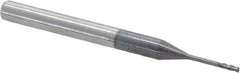 Accupro - 0.035", 0.105" LOC, 1/8" Shank Diam, 1-1/2" OAL, 4 Flute, Solid Carbide Square End Mill - Single End, AlTiN Finish, Spiral Flute, 30° Helix, Centercutting, Series Miniature - Eagle Tool & Supply