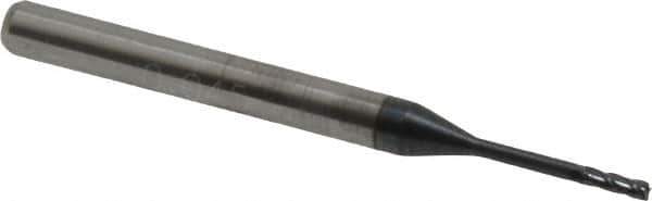 Accupro - 3/64", 0.141" LOC, 1/8" Shank Diam, 1-1/2" OAL, 4 Flute, Solid Carbide Square End Mill - Single End, AlTiN Finish, Spiral Flute, 30° Helix, Centercutting, Right Hand Cut, Right Hand Flute, Series Miniature - Eagle Tool & Supply