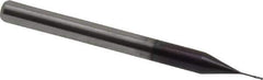 Accupro - 0.015", 0.045" LOC, 1/8" Shank Diam, 1-1/2" OAL, 4 Flute, Solid Carbide Square End Mill - Single End, AlTiN Finish, Spiral Flute, 30° Helix, Centercutting - Eagle Tool & Supply