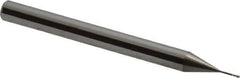 Accupro - 0.015", 0.045" LOC, 1/8" Shank Diam, 1-1/2" OAL, 4 Flute, Solid Carbide Square End Mill - Single End, Uncoated, Spiral Flute, 30° Helix, Centercutting - Eagle Tool & Supply
