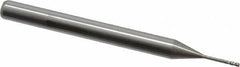 Accupro - 0.025", 0.075" LOC, 1/8" Shank Diam, 1-1/2" OAL, 4 Flute, Solid Carbide Square End Mill - Single End, Uncoated, Spiral Flute, 30° Helix, Centercutting, Series Miniature - Eagle Tool & Supply