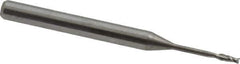 Accupro - 0.045", 0.135" LOC, 1/8" Shank Diam, 1-1/2" OAL, 2 Flute, Solid Carbide Square End Mill - Single End, Uncoated, Spiral Flute, 30° Helix, Centercutting, Series Miniature - Eagle Tool & Supply