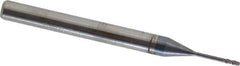 Accupro - 0.03" Diam, 0.09" LOC, 4 Flute Solid Carbide Ball End Mill - AlTiN Finish, Single End, 1-1/2" OAL, 1/8" Shank Diam, Spiral Flute - Eagle Tool & Supply