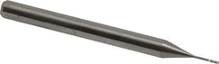 Accupro - 0.02" Diam, 0.06" LOC, 4 Flute Solid Carbide Ball End Mill - Uncoated, Single End, 1-1/2" OAL, 1/8" Shank Diam, Spiral Flute - Eagle Tool & Supply