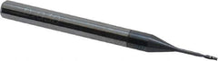 Accupro - 0.03", 0.09" LOC, 1/8" Shank Diam, 1-1/2" OAL, 2 Flute, Solid Carbide Square End Mill - Single End, AlTiN Finish, Spiral Flute, 30° Helix, Centercutting, Series Miniature - Eagle Tool & Supply