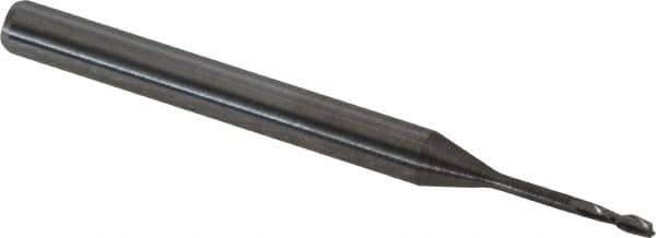 Accupro - 0.04", 0.12" LOC, 1/8" Shank Diam, 1-1/2" OAL, 2 Flute, Solid Carbide Square End Mill - Single End, Uncoated, Spiral Flute, 30° Helix, Centercutting, Series Miniature - Eagle Tool & Supply