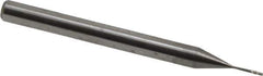 Accupro - 0.02", 0.06" LOC, 1/8" Shank Diam, 1-1/2" OAL, 4 Flute, Solid Carbide Square End Mill - Single End, Uncoated, Spiral Flute, 30° Helix, Centercutting, Series Miniature - Eagle Tool & Supply