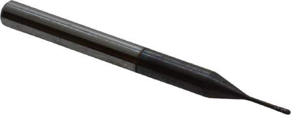 Accupro - 0.025" Diam, 0.075" LOC, 4 Flute Solid Carbide Ball End Mill - AlTiN Finish, Single End, 1-1/2" OAL, 1/8" Shank Diam, Spiral Flute - Eagle Tool & Supply