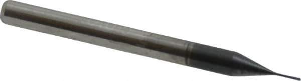 Accupro - 0.01" Diam, 0.03" LOC, 4 Flute Solid Carbide Ball End Mill - AlTiN Finish, Single End, 2-1/2" OAL, 1/8" Shank Diam, Spiral Flute - Eagle Tool & Supply