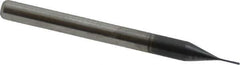 Accupro - 0.01" Diam, 0.03" LOC, 4 Flute Solid Carbide Ball End Mill - AlTiN Finish, Single End, 2-1/2" OAL, 1/8" Shank Diam, Spiral Flute - Eagle Tool & Supply
