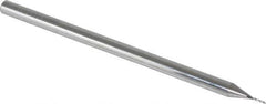 Accupro - 0.02" Diam, 0.16" LOC, 3 Flute Solid Carbide Ball End Mill - Uncoated, Single End, 2-1/2" OAL, 1/8" Shank Diam, Spiral Flute - Eagle Tool & Supply