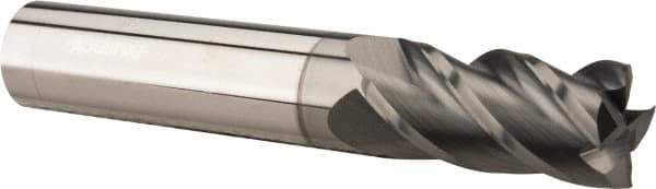 Accupro - 1/2", 1" LOC, 1/2" Shank Diam, 3" OAL, 4 Flute, Solid Carbide Square End Mill - Single End, nACRo Finish, Spiral Flute, 40° Helix, Centercutting, Right Hand Cut, Right Hand Flute - Eagle Tool & Supply