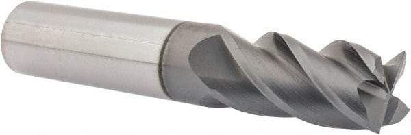 Accupro - 5/8", 1-1/4" LOC, 5/8" Shank Diam, 3-1/2" OAL, 4 Flute, Solid Carbide Square End Mill - Single End, nACRo Finish, Spiral Flute, 40° Helix, Centercutting, Right Hand Cut, Right Hand Flute - Eagle Tool & Supply