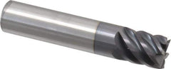 Accupro - 1/2", 5/8" LOC, 1/2" Shank Diam, 2-1/2" OAL, 6 Flute, Solid Carbide Square End Mill - Single End, AlTiN Finish, Spiral Flute, 45° Helix, Centercutting, Right Hand Cut, Right Hand Flute - Eagle Tool & Supply