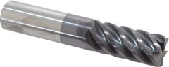 Accupro - 3/4", 1-5/8" LOC, 3/4" Shank Diam, 4" OAL, 6 Flute, Solid Carbide Square End Mill - Single End, AlTiN Finish, Spiral Flute, 45° Helix, Centercutting, Right Hand Cut, Right Hand Flute - Eagle Tool & Supply