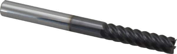 Accupro - 3/8", 1-1/2" LOC, 3/8" Shank Diam, 4" OAL, 6 Flute, Solid Carbide Square End Mill - Single End, AlTiN Finish, Spiral Flute, 45° Helix, Centercutting, Right Hand Cut, Right Hand Flute - Eagle Tool & Supply