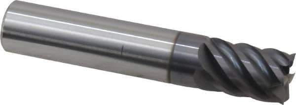 Accupro - 3/8", 1/2" LOC, 3/8" Shank Diam, 2" OAL, 6 Flute, Solid Carbide Square End Mill - Single End, AlTiN Finish, Spiral Flute, 45° Helix, Centercutting, Right Hand Cut, Right Hand Flute - Eagle Tool & Supply