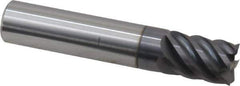 Accupro - 3/8", 1/2" LOC, 3/8" Shank Diam, 2" OAL, 6 Flute, Solid Carbide Square End Mill - Single End, AlTiN Finish, Spiral Flute, 45° Helix, Centercutting, Right Hand Cut, Right Hand Flute - Eagle Tool & Supply
