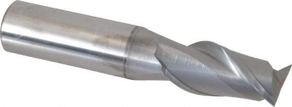 Accupro - 3/4", 1-1/2" LOC, 3/4" Shank Diam, 4" OAL, 2 Flute, Solid Carbide Square End Mill - Single End, nACRo Finish, Spiral Flute, 40° Helix, Centercutting, Right Hand Cut, Right Hand Flute - Eagle Tool & Supply