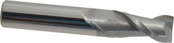 Accupro - 1/2", 1" LOC, 1/2" Shank Diam, 3" OAL, 2 Flute, Solid Carbide Square End Mill - Single End, nACRo Finish, Spiral Flute, 40° Helix, Centercutting, Right Hand Cut, Right Hand Flute - Eagle Tool & Supply