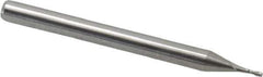 Accupro - 0.03", 2 Flute, Single End, Solid Carbide, 0.01" Corner Radius End Mill - 1-1/2" OAL, 30° Helix, Right Hand Flute, 0.09" LOC, Right Hand Cut - Eagle Tool & Supply