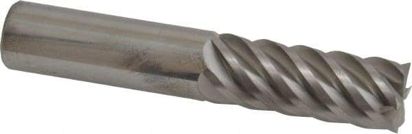Accupro - 5/8", 1-5/8" LOC, 5/8" Shank Diam, 3-1/2" OAL, 6 Flute, Solid Carbide Square End Mill - Single End, Uncoated, Spiral Flute, 45° Helix, Centercutting, Right Hand Cut, Right Hand Flute - Eagle Tool & Supply