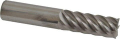 Accupro - 5/8", 1-5/8" LOC, 5/8" Shank Diam, 3-1/2" OAL, 6 Flute, Solid Carbide Square End Mill - Single End, Uncoated, Spiral Flute, 45° Helix, Centercutting, Right Hand Cut, Right Hand Flute - Eagle Tool & Supply