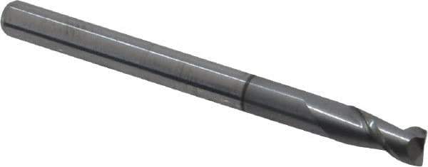 Accupro - 1/8", 1/4" LOC, 1/8" Shank Diam, 1-1/2" OAL, 2 Flute, Solid Carbide Square End Mill - Single End, nACRo Finish, Spiral Flute, 40° Helix, Centercutting, Right Hand Cut, Right Hand Flute - Eagle Tool & Supply