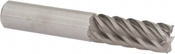 Accupro - 1/2", 1-1/4" LOC, 1/2" Shank Diam, 3" OAL, 6 Flute, Solid Carbide Square End Mill - Single End, Uncoated, Spiral Flute, 45° Helix, Centercutting, Right Hand Cut, Right Hand Flute - Eagle Tool & Supply