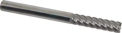 Accupro - 3/8", 1-1/2" LOC, 3/8" Shank Diam, 4" OAL, 6 Flute, Solid Carbide Square End Mill - Single End, Uncoated, Spiral Flute, 45° Helix, Centercutting, Right Hand Cut, Right Hand Flute - Eagle Tool & Supply