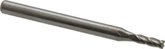 Accupro - 0.085", 4 Flute, Single End, Solid Carbide, 0.015" Corner Radius End Mill - 1-1/2" OAL, 30° Helix, Right Hand Flute, 0.255" LOC, Right Hand Cut - Eagle Tool & Supply