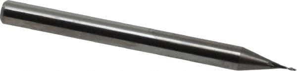 Accupro - 1/64", 2 Flute, Single End, Solid Carbide, 0.005" Corner Radius End Mill - 1-1/2" OAL, 30° Helix, Right Hand Flute, 0.045" LOC, Right Hand Cut - Eagle Tool & Supply