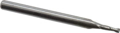 Accupro - 0.055", 2 Flute, Single End, Solid Carbide, 0.01" Corner Radius End Mill - 1-1/2" OAL, 30° Helix, Right Hand Flute, 0.165" LOC, Right Hand Cut - Eagle Tool & Supply