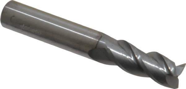 Accupro - 3/8", 7/8" LOC, 3/8" Shank Diam, 2-1/2" OAL, 3 Flute, Solid Carbide Square End Mill - Single End, nACRo Finish, Spiral Flute, 40° Helix, Centercutting, Right Hand Cut, Right Hand Flute - Eagle Tool & Supply