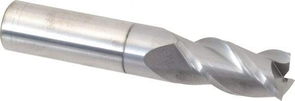 Accupro - 5/8", 1-1/4" LOC, 5/8" Shank Diam, 3-1/2" OAL, 3 Flute, Solid Carbide Square End Mill - Single End, nACRo Finish, Spiral Flute, 40° Helix, Centercutting, Right Hand Cut, Right Hand Flute - Eagle Tool & Supply