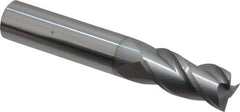 Accupro - 1/2", 1" LOC, 1/2" Shank Diam, 3" OAL, 3 Flute, Solid Carbide Square End Mill - Single End, nACRo Finish, Spiral Flute, 40° Helix, Centercutting, Right Hand Cut, Right Hand Flute - Eagle Tool & Supply