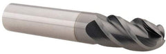 Accupro - 1/2" Diam, 1" LOC, 4 Flute Solid Carbide Ball End Mill - nACRo Finish, Single End, 3" OAL, 1/2" Shank Diam, Spiral Flute - Eagle Tool & Supply