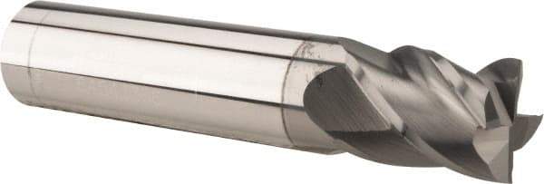 Accupro - 7/16", 3" LOC, 7/16" Shank Diam, 6" OAL, 4 Flute, Solid Carbide Square End Mill - Single End, nACRo Finish, Spiral Flute, 40° Helix, Centercutting, Right Hand Cut, Right Hand Flute - Eagle Tool & Supply