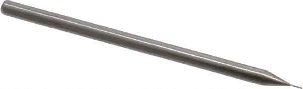 Accupro - 0.01" Diam, 0.05" LOC, 3 Flute Solid Carbide Ball End Mill - Uncoated, Single End, 2-1/2" OAL, 1/8" Shank Diam, Spiral Flute - Eagle Tool & Supply