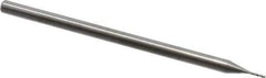 Accupro - 0.025" Diam, 1/8" LOC, 3 Flute Solid Carbide Ball End Mill - Uncoated, Single End, 2-1/2" OAL, 1/8" Shank Diam, Spiral Flute - Eagle Tool & Supply