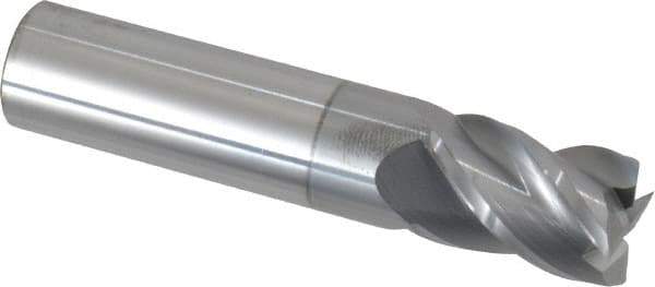 Accupro - 5/8", 7/8" LOC, 5/8" Shank Diam, 3" OAL, 4 Flute, Solid Carbide Square End Mill - Single End, nACRo Finish, Spiral Flute, 40° Helix, Centercutting, Right Hand Cut, Right Hand Flute - Eagle Tool & Supply