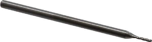 Accupro - 3/64" Diam, 0.57" LOC, 3 Flute Solid Carbide Ball End Mill - Uncoated, Single End, 2-1/2" OAL, 1/8" Shank Diam, Spiral Flute - Eagle Tool & Supply