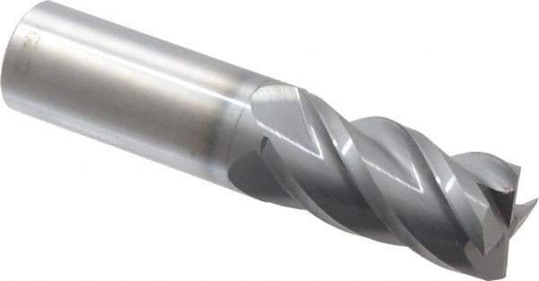 Accupro - 7/8", 1-3/4" LOC, 7/8" Shank Diam, 4" OAL, 4 Flute, Solid Carbide Square End Mill - Single End, nACRo Finish, Spiral Flute, 40° Helix, Centercutting, Right Hand Cut, Right Hand Flute - Eagle Tool & Supply