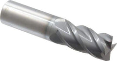 Accupro - 7/8", 1-3/4" LOC, 7/8" Shank Diam, 4" OAL, 4 Flute, Solid Carbide Square End Mill - Single End, nACRo Finish, Spiral Flute, 40° Helix, Centercutting, Right Hand Cut, Right Hand Flute - Eagle Tool & Supply