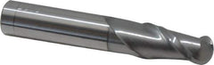 Accupro - 1/2" Diam, 1" LOC, 2 Flute Solid Carbide Ball End Mill - nACRo Finish, Single End, 3" OAL, 1/2" Shank Diam, Spiral Flute - Eagle Tool & Supply