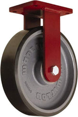 Hamilton - 12" Diam x 3" Wide x 14-1/2" OAH Top Plate Mount Rigid Caster - Polyurethane Mold onto Cast Iron Center, 4,550 Lb Capacity, Sealed Precision Ball Bearing, 5-1/2 x 7-1/2" Plate - Eagle Tool & Supply