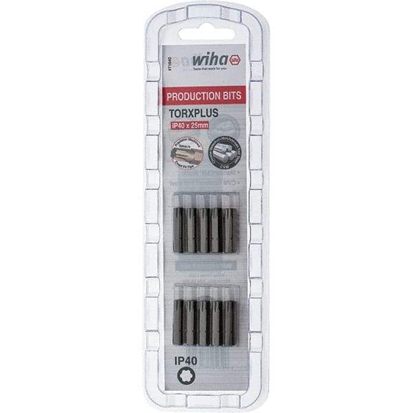 Wiha - 1/4" Drive IP40 Torx Plus Screwdriver Bit - 1" OAL, Insert Bit - Eagle Tool & Supply