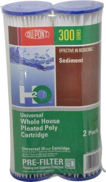 Dupont - 2" OD, 20µ, Pleated Poly Universal Pleated Poly 2 Pack Cartridge Filter - 10" Long, Reduces Sediments & Rust - Eagle Tool & Supply