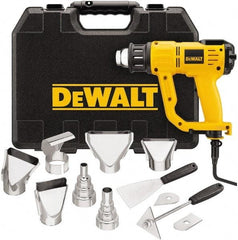 DeWALT - 150 to 1,100°F Heat Setting, 17.7 CFM Air Flow, Heat Gun Kit - 120 Volts, 13 Amps, 1,550 Watts, 7' Cord Length - Eagle Tool & Supply