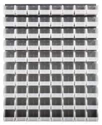 Quantum Storage - 80 Bin Louvered Panel with Ultra Bins - 48 Inch Overall Width x 11 Inch Overall Depth x 61 Inch Overall Height, Clear Tri-Clear Polypropylene Bins - Eagle Tool & Supply